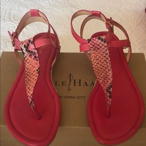 Pink sandals leather with the snakeskin accent